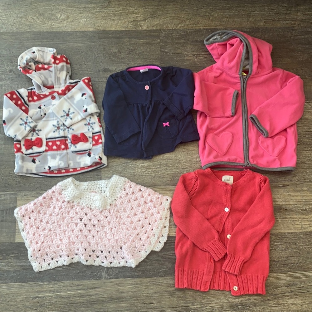 5 pc Baby Little Girl Jackets Size 0-3 , 9 , 24 M